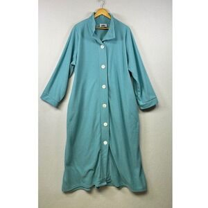 Metropolitan Teal Corduroy Button Front Long Sleeve House Robe